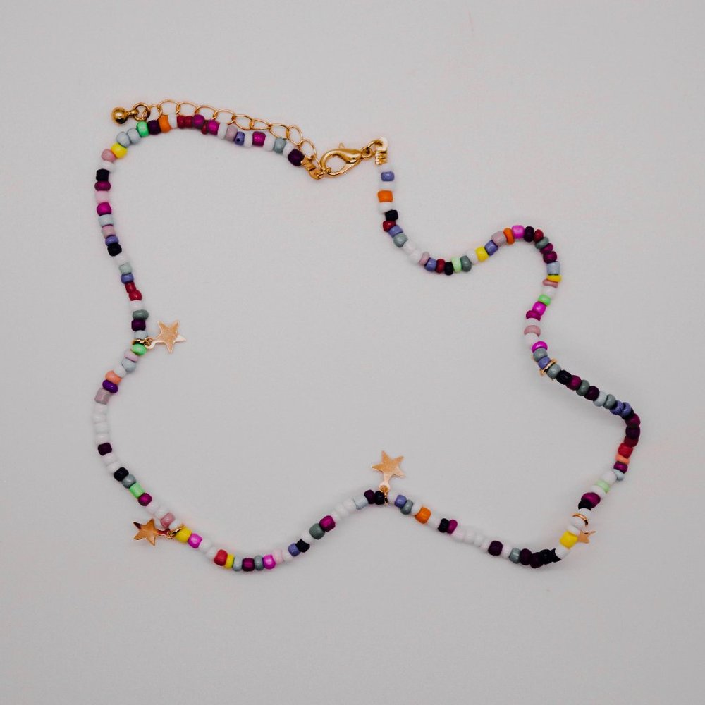 Rainbow star beaded choker